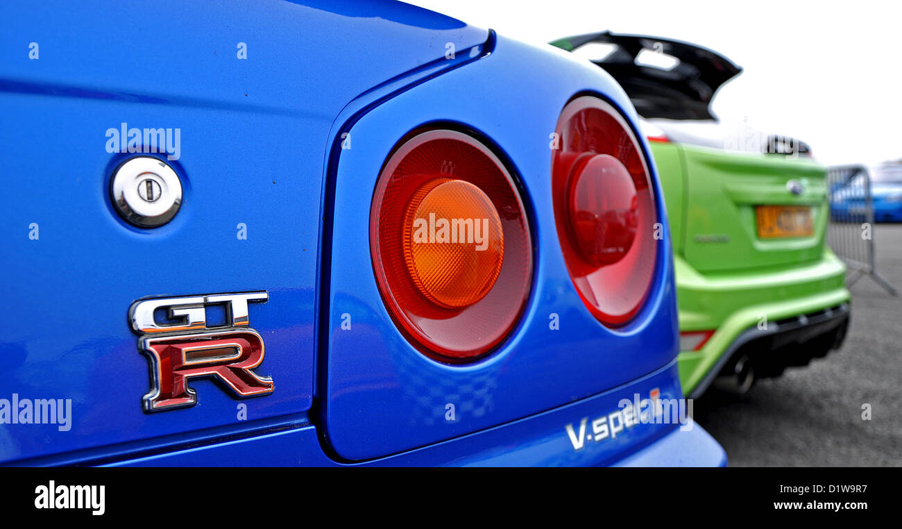 Nissan skyline GTR vs Ford Focus RS mk2 Stock Photo