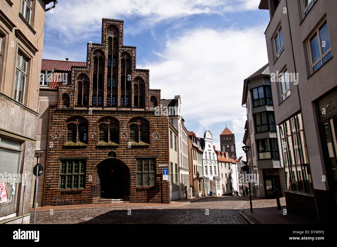 Hanseatic architecture in central Rostock, Germany Stock Photo Alamy