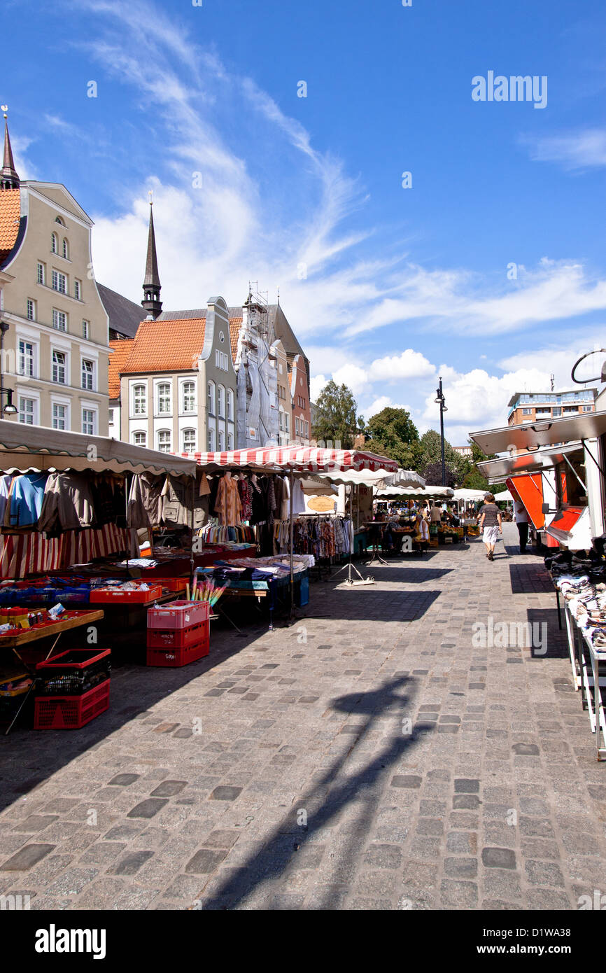 Street market in Rostock Germany Stock Photo - Alamy