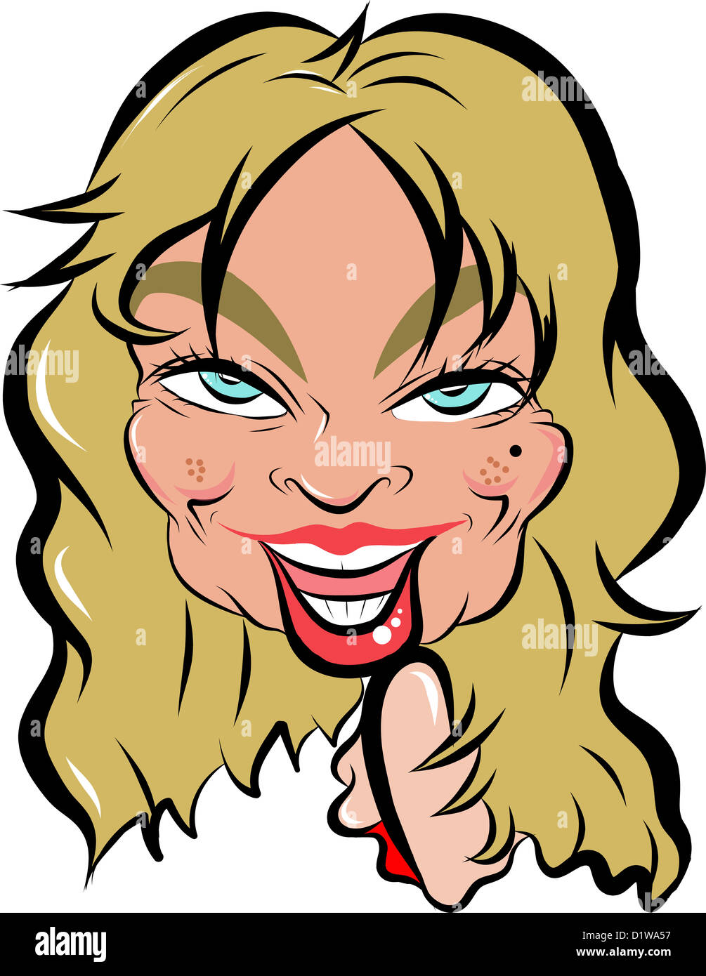 beautiful smiling lady with red lipstick, blonde hair, blue eyes Stock  Photo - Alamy