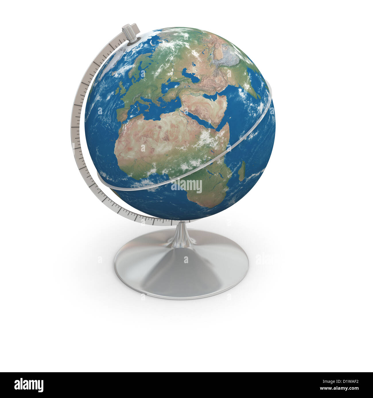 Topographic globe with clouds and realistic surface isolated on white background. Elements of this image furnished by NASA Stock Photo