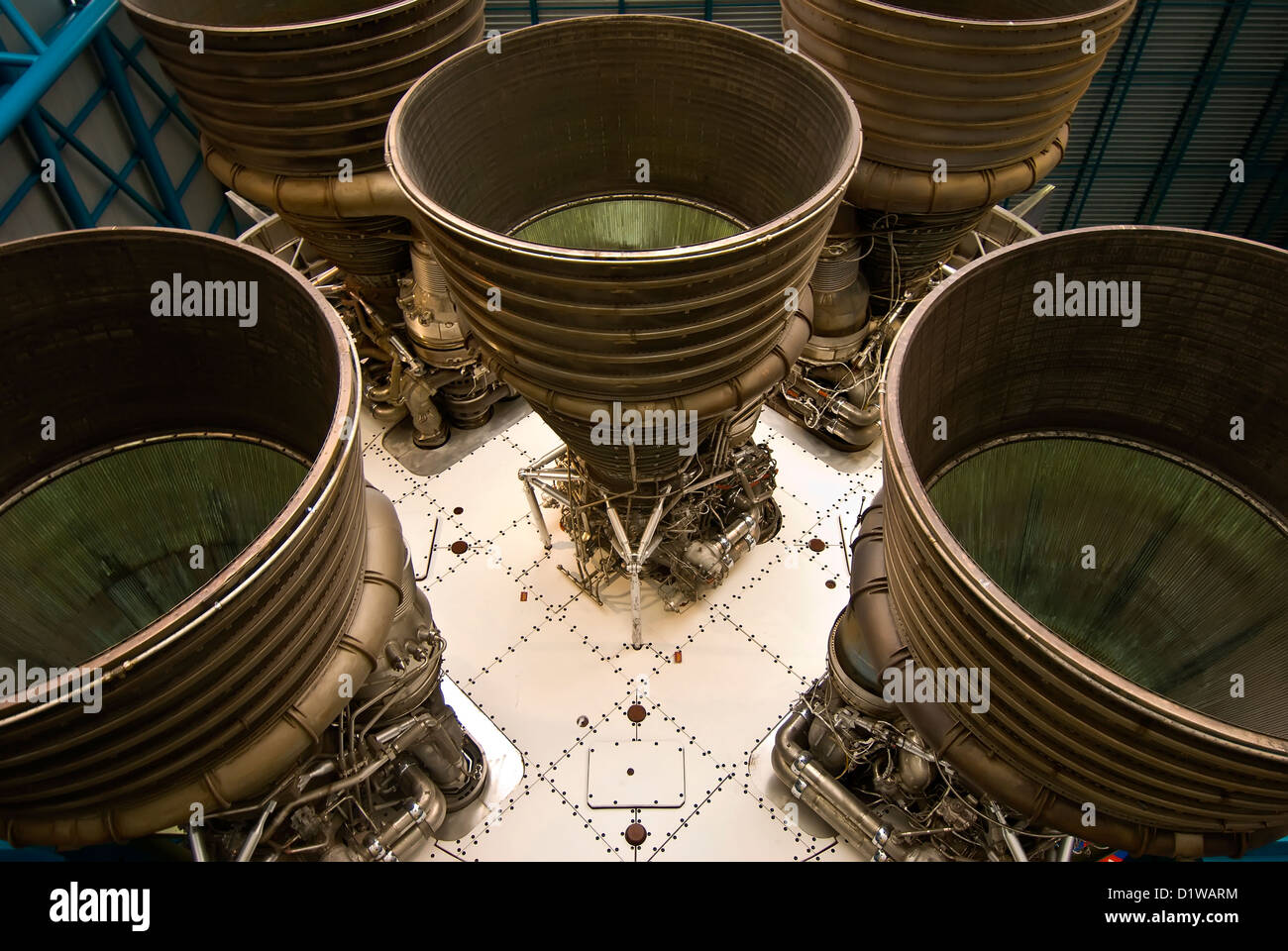 Apollo Saturn V rocket engine exhaust shroud Kennedy Space Center Visitor Center, Florida Stock Photo