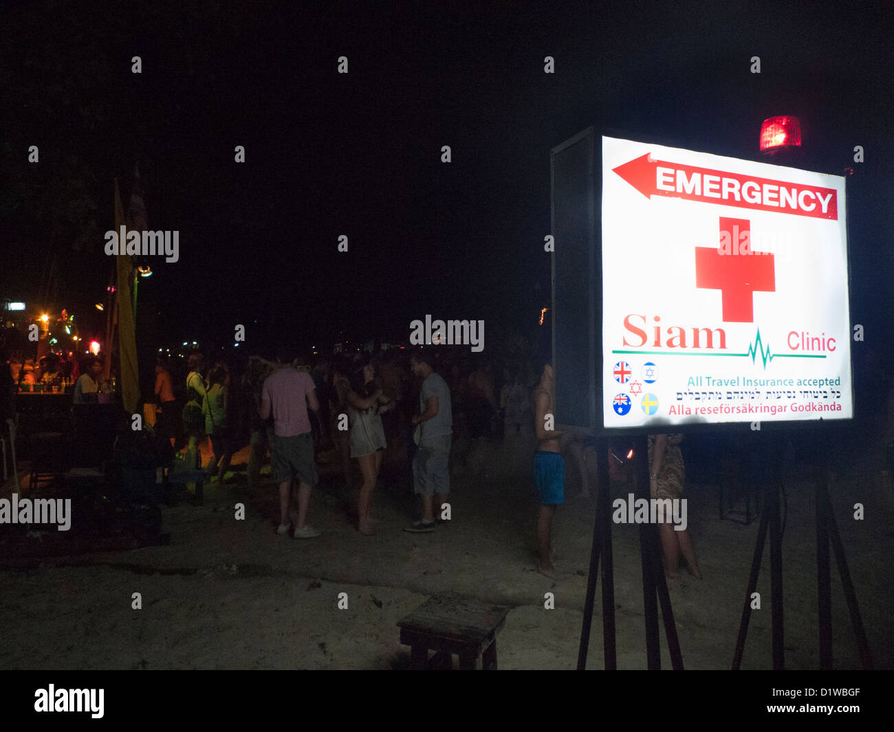 emergency clinic is ready on the haad rin beach for party accidents of full moon party. Stock Photo