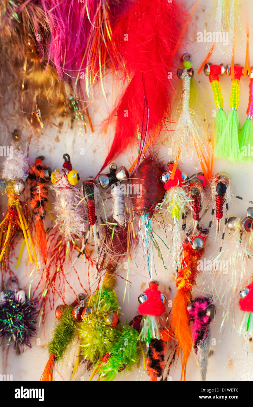 flys used for ocean fly fishing, Carpinteria, California, United States of America Stock Photo