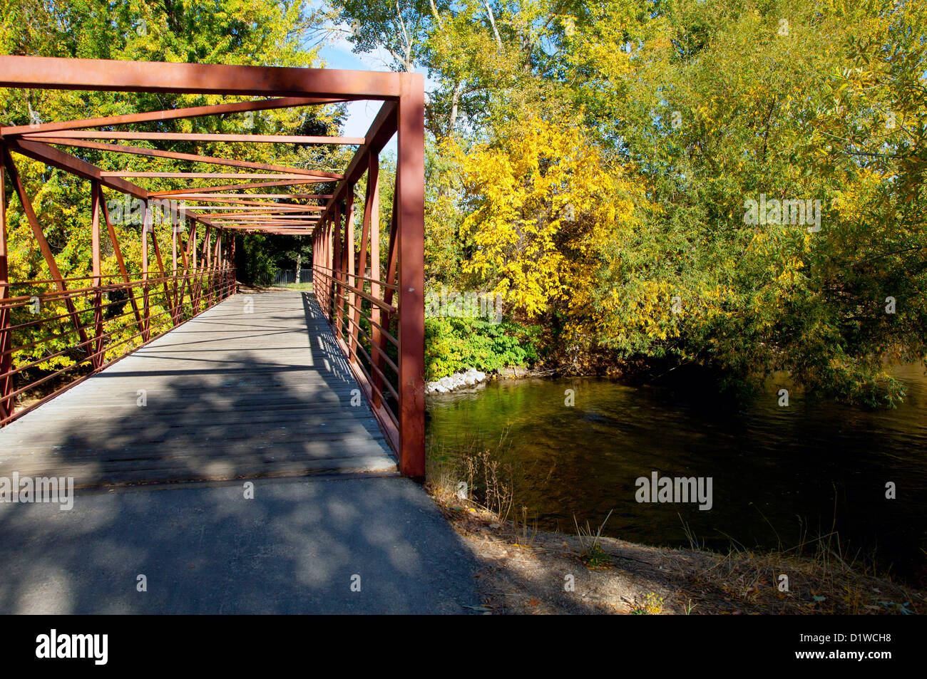 Bridge over the Boise River walk, Boise, Idaho, Autumn, 2012. Stock Photo