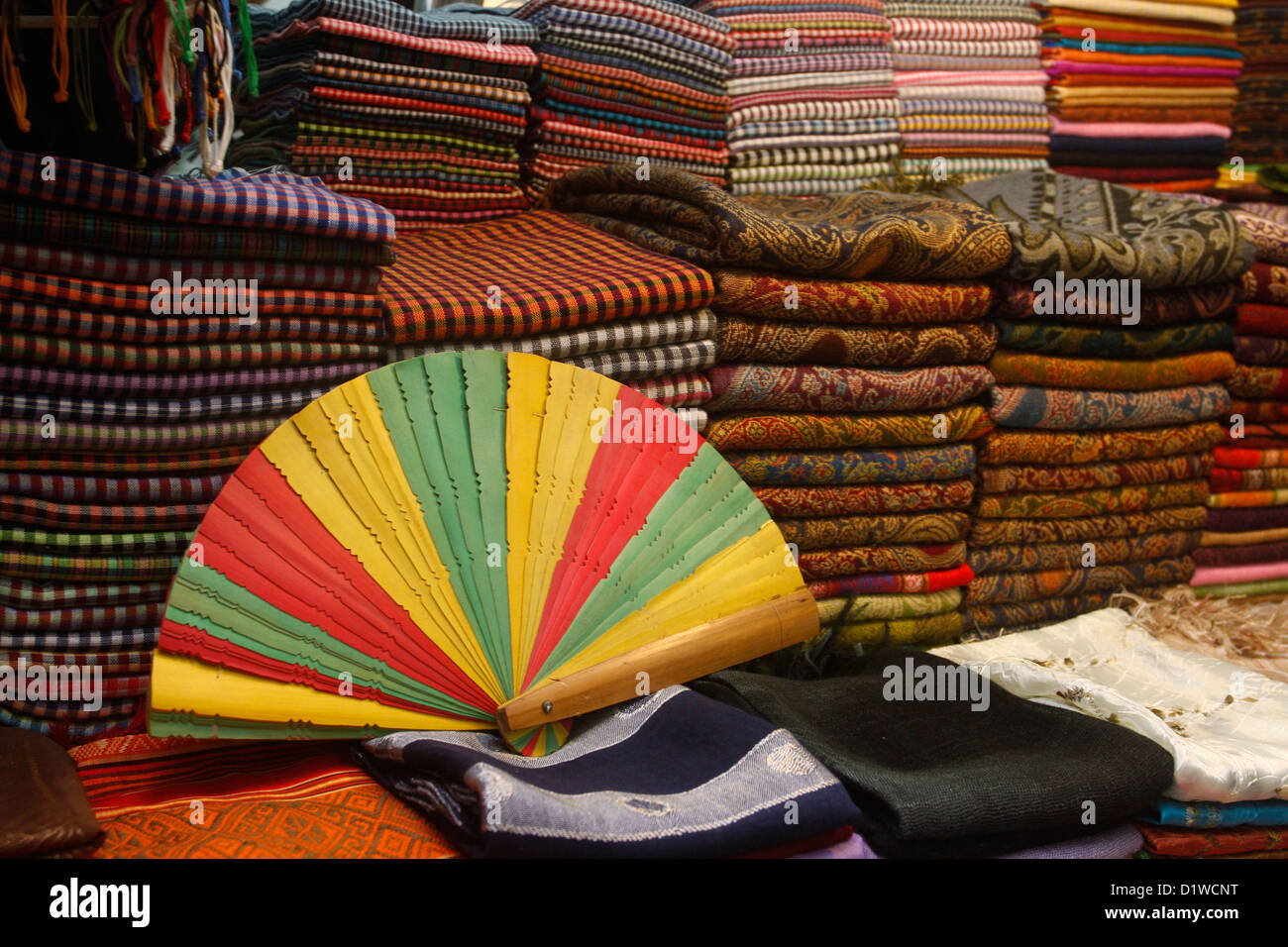 Souvenirs in Old Market, Siem Reap. Stock Photo