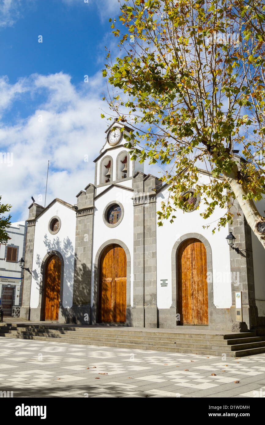 San Vicente Ferrer church in Valleseco village on Gran Canaria, Canary Islands, Spain Stock Photo