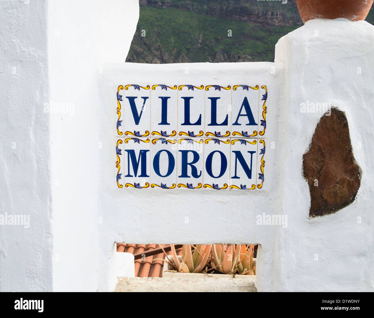 Unusual name of villa in Spain: Villa Moron Stock Photo