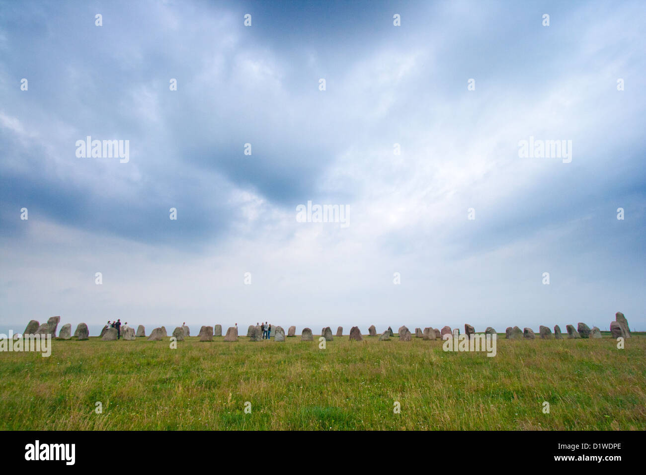 Ale's Stones (Ales stenar) megalithic monument in Scania, Sweden. Stock Photo