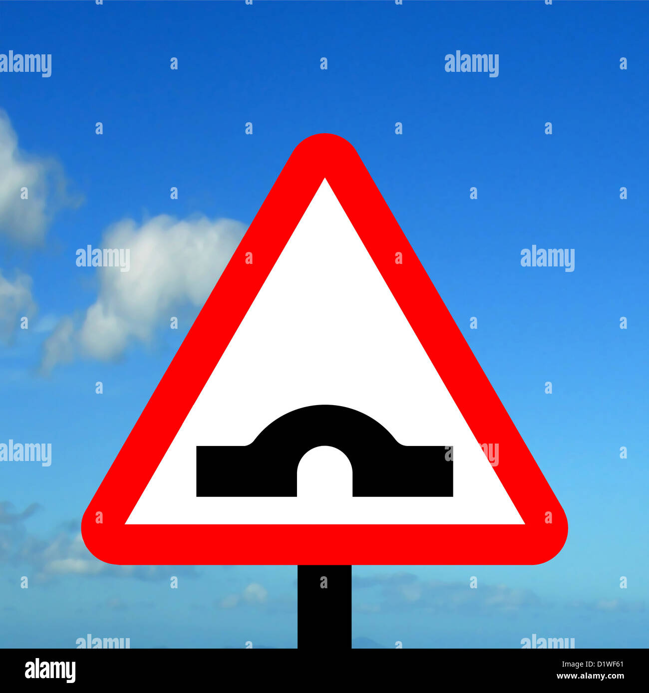 Warning triangle Hump bridge Stock Photo - Alamy