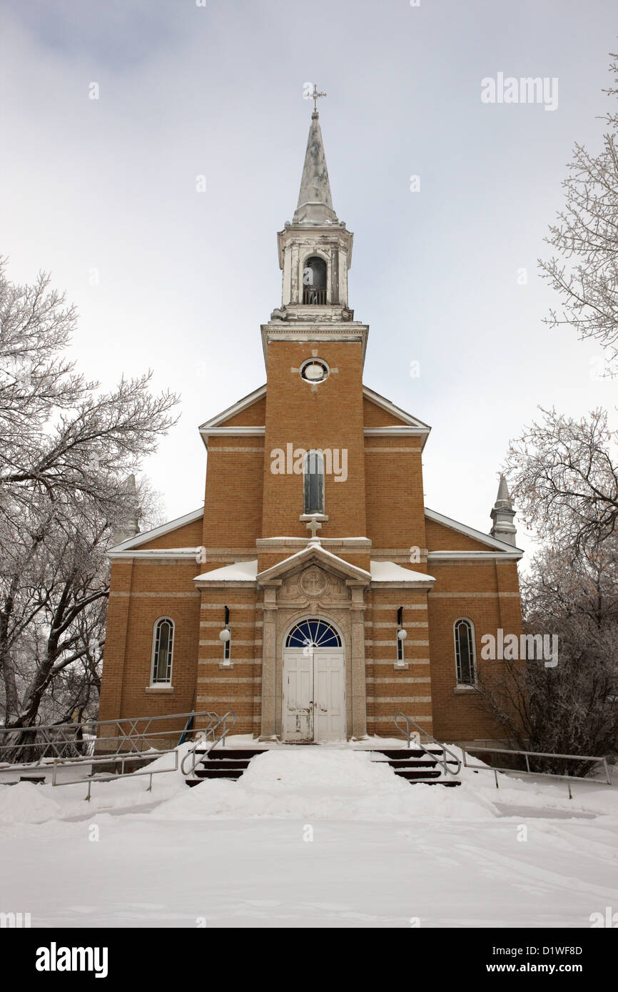 former st josephs catholic church in Forget Saskatchewan Canada Stock Photo