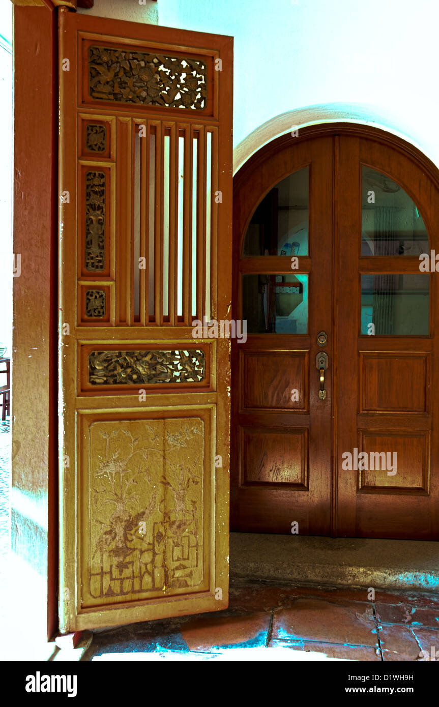 traditional chinese style wooden door Stock Photo