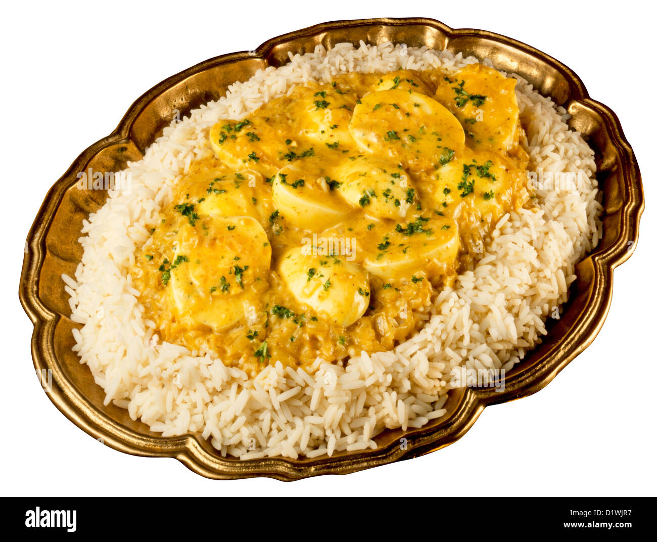 CUT OUT OF EGG CURRY Stock Photo