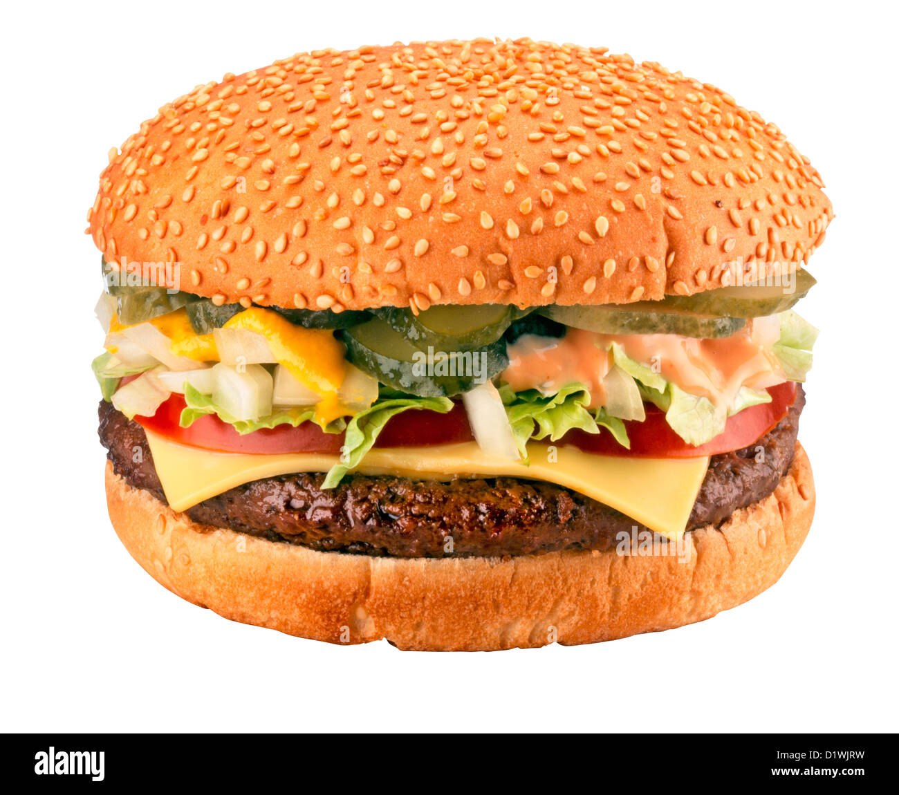 CUT OUT OF CHEESEBURGER Stock Photo