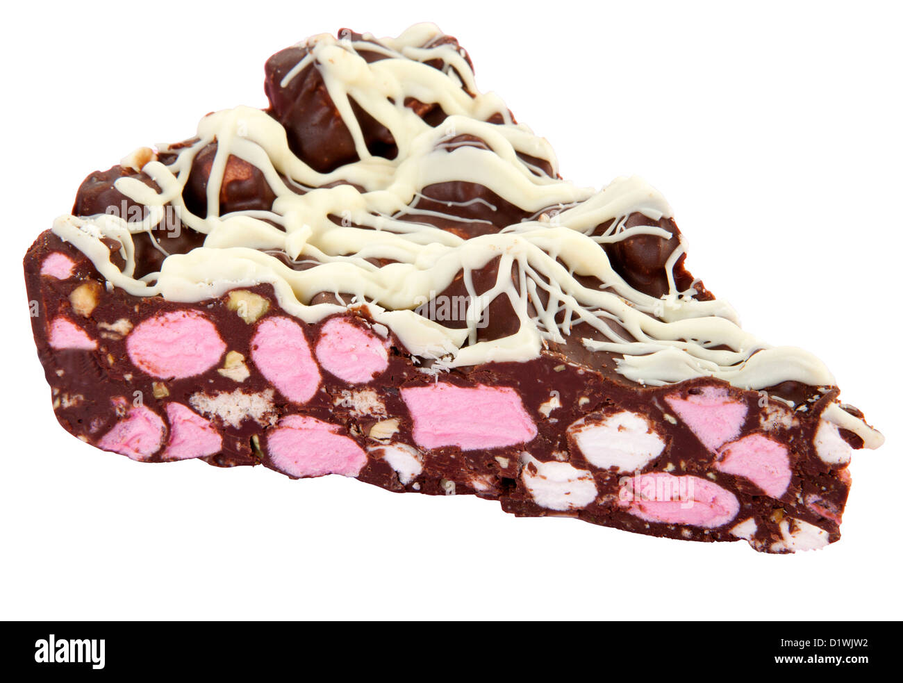 CUT OUT OF ROCKY ROAD PIE SLICE Stock Photo