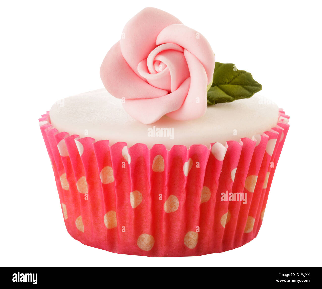 CUT OUT OF PINK ROSE CUPCAKE Stock Photo