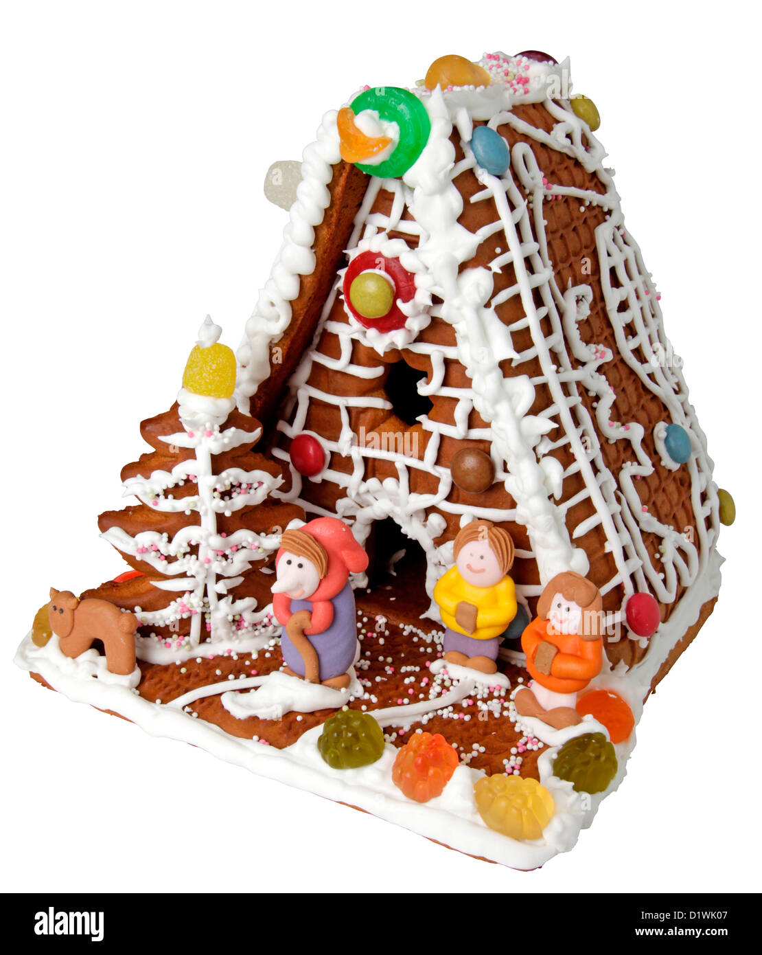 CUT OUT OF GINGERBREAD HOUSE Stock Photo