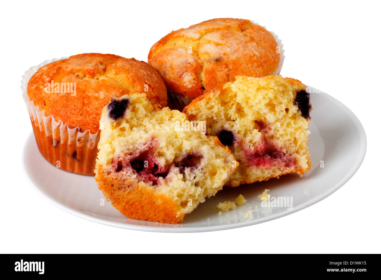 CUT OUT OF MIXED BERRY MUFFINS Stock Photo
