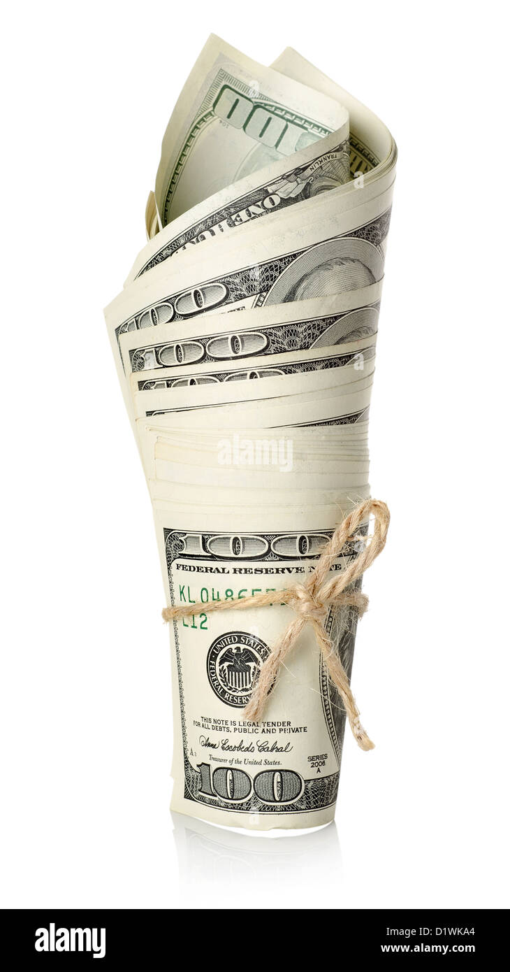 Roll of money isolated on white background Stock Photo