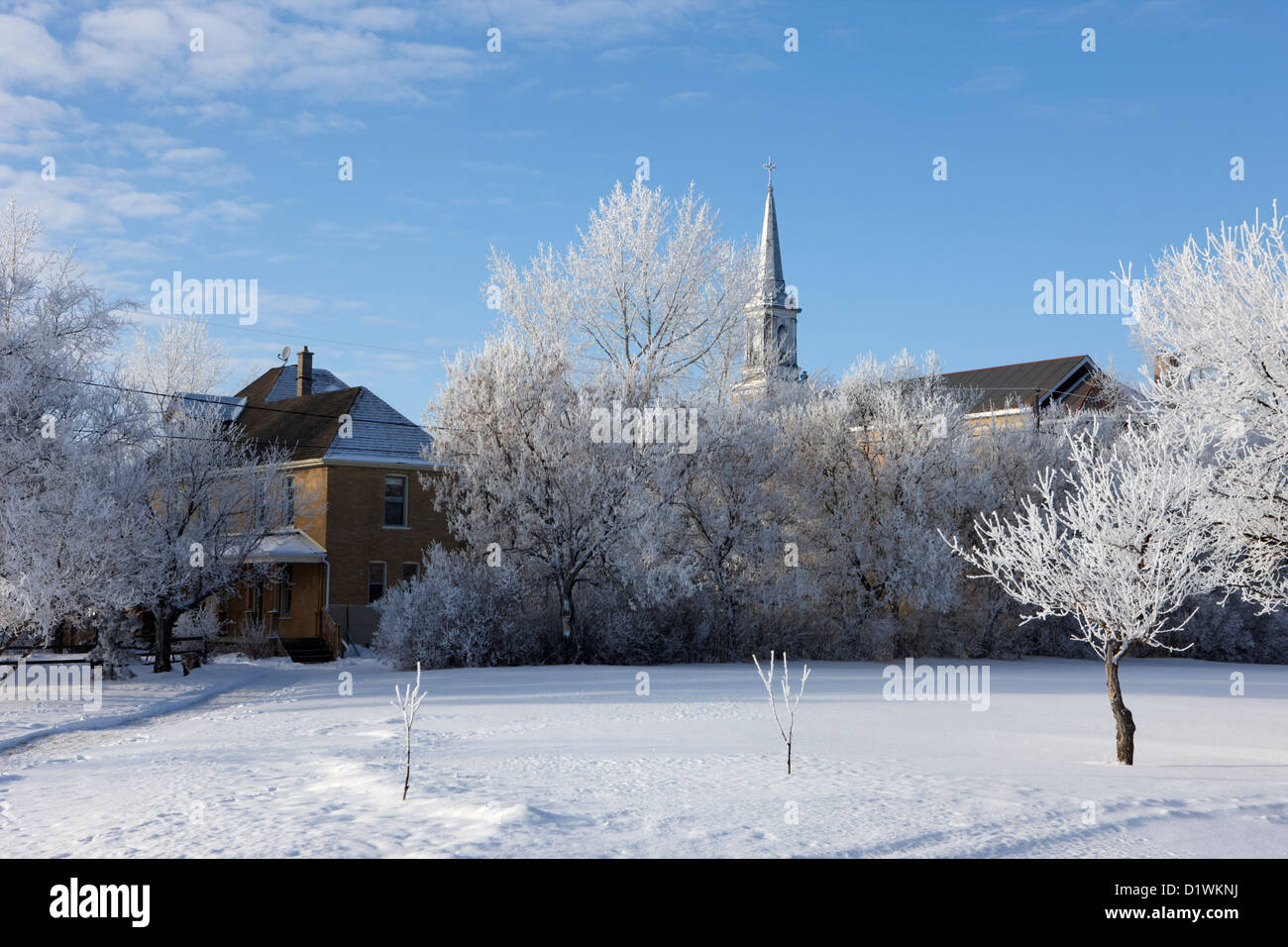 st josephs old church and rectory in Forget Saskatchewan Canada Stock Photo