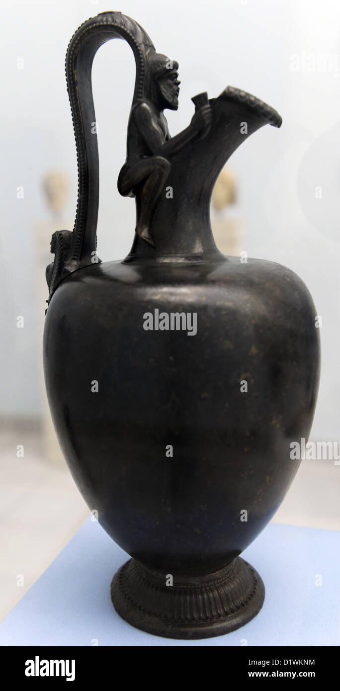 The Grimani Oinoche. Peloponnesian bronze jug. C.460-450 BC. Museum of Fine Arts. Budapest. Hungary. Stock Photo