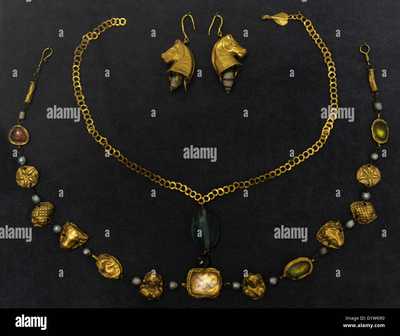 Roman jewelery of the Imperial Age. 1st-4th century AD. Museum of Fine Arts. Budapest. Hungary. Stock Photo
