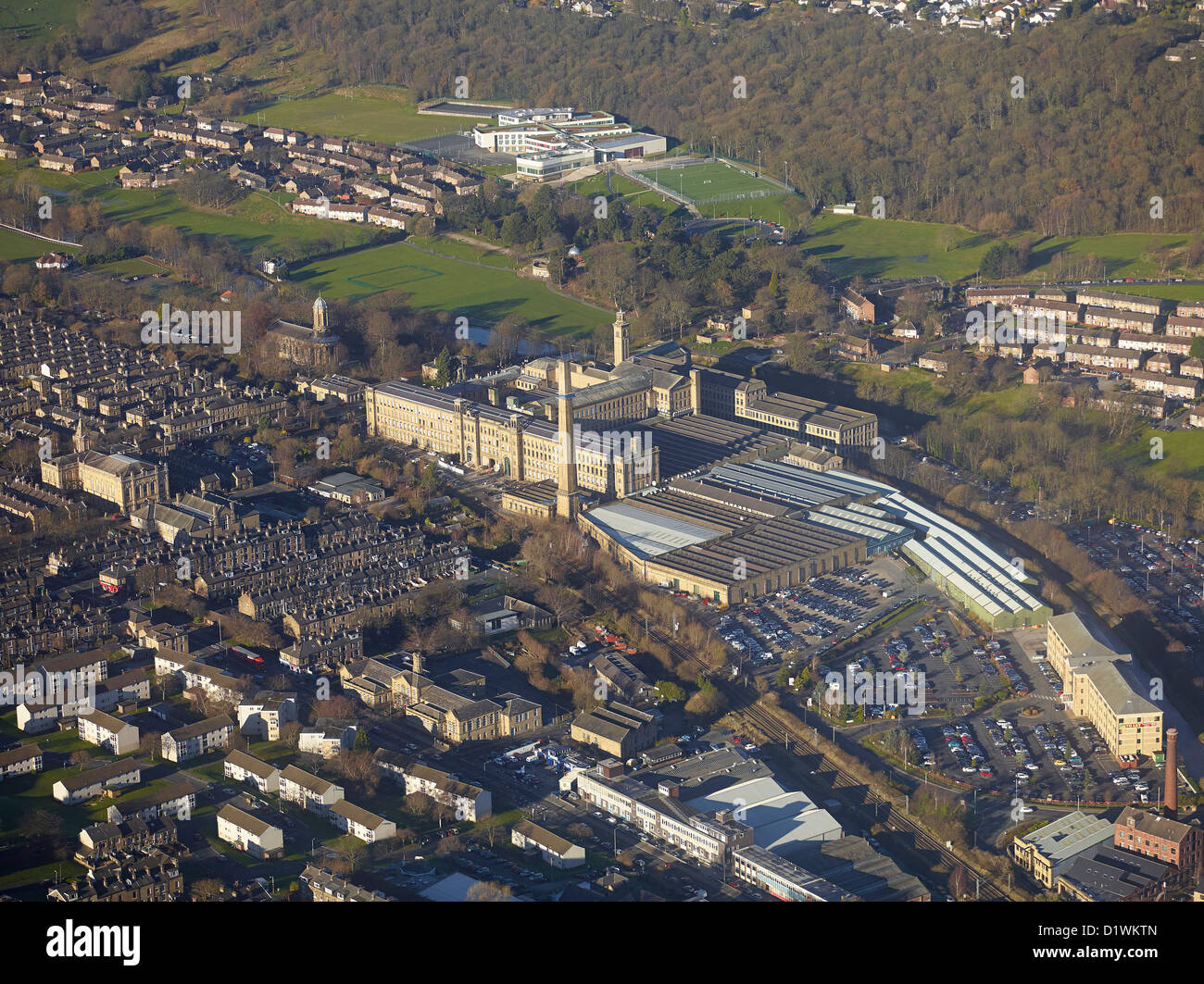 Salts Mill Saltaire, Shipley, from the Air, West Yorkshire, Northern