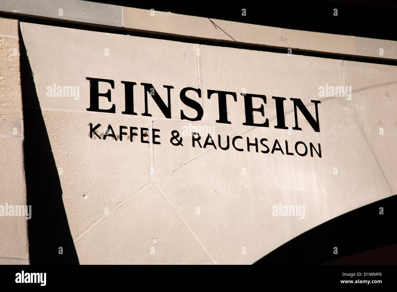 Einstein Cafe, Bar, Restaurant Sign, Bern; Switzerland; Europe Stock Photo