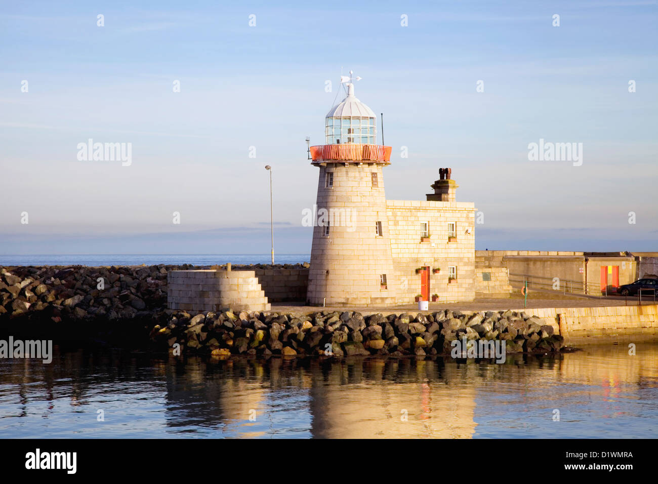 Ireland's Eye, Howth, light house, lighthouse, fishing,harbour,harbor,Dublin,Ireland,ocean, Irish Sea, island, pier,walkway, Stock Photo