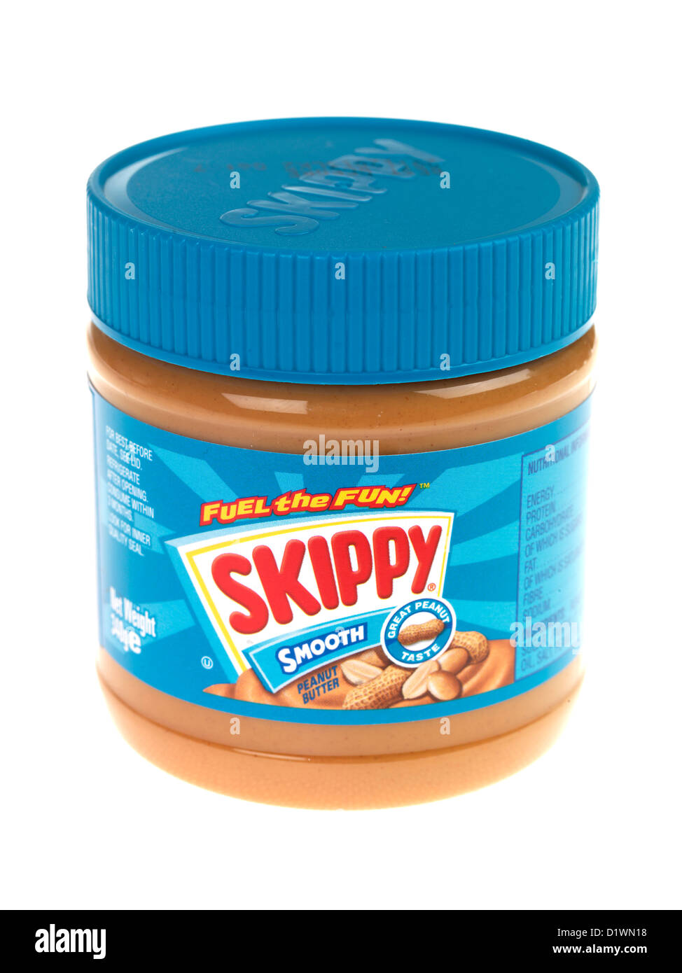 Jar Of Skippy Smooth Peanut Butter In Branded Packaging Isolated Against A White Background With No People And A Clipping Path Stock Photo