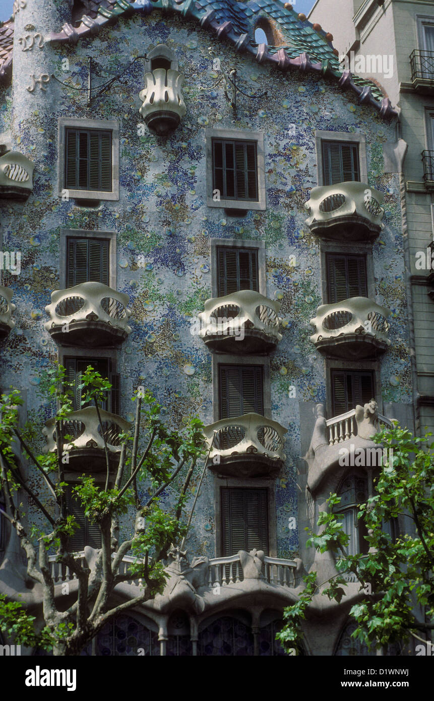 Casa Batllo, Barcelona, Spain, an example of Gaudi architecture Stock ...