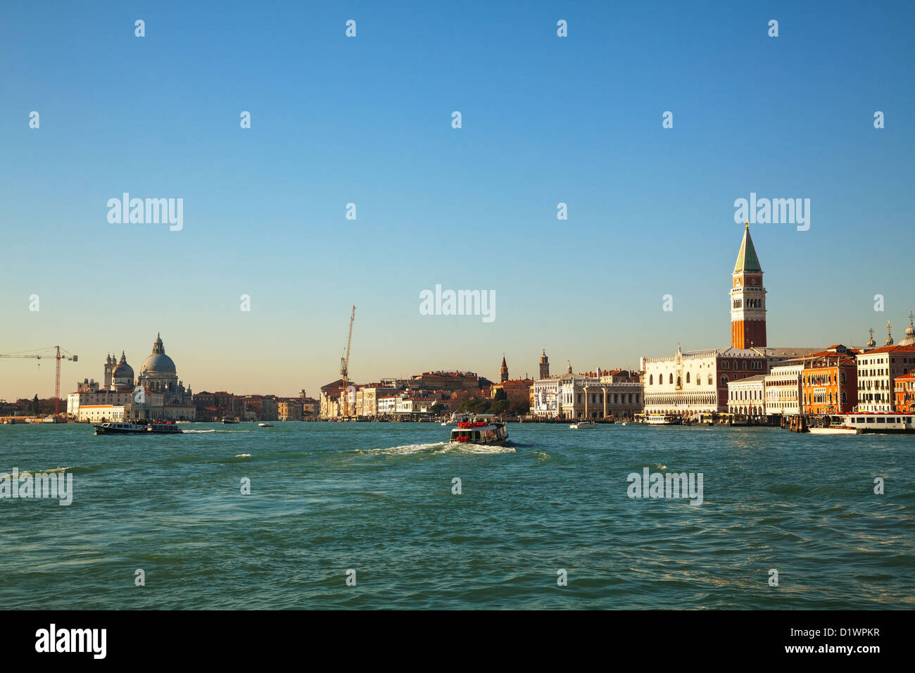 Venice as seen from the lagoon on December 11, 2012. Venice was founded in the 5th century and spread over 118 small islands. Stock Photo