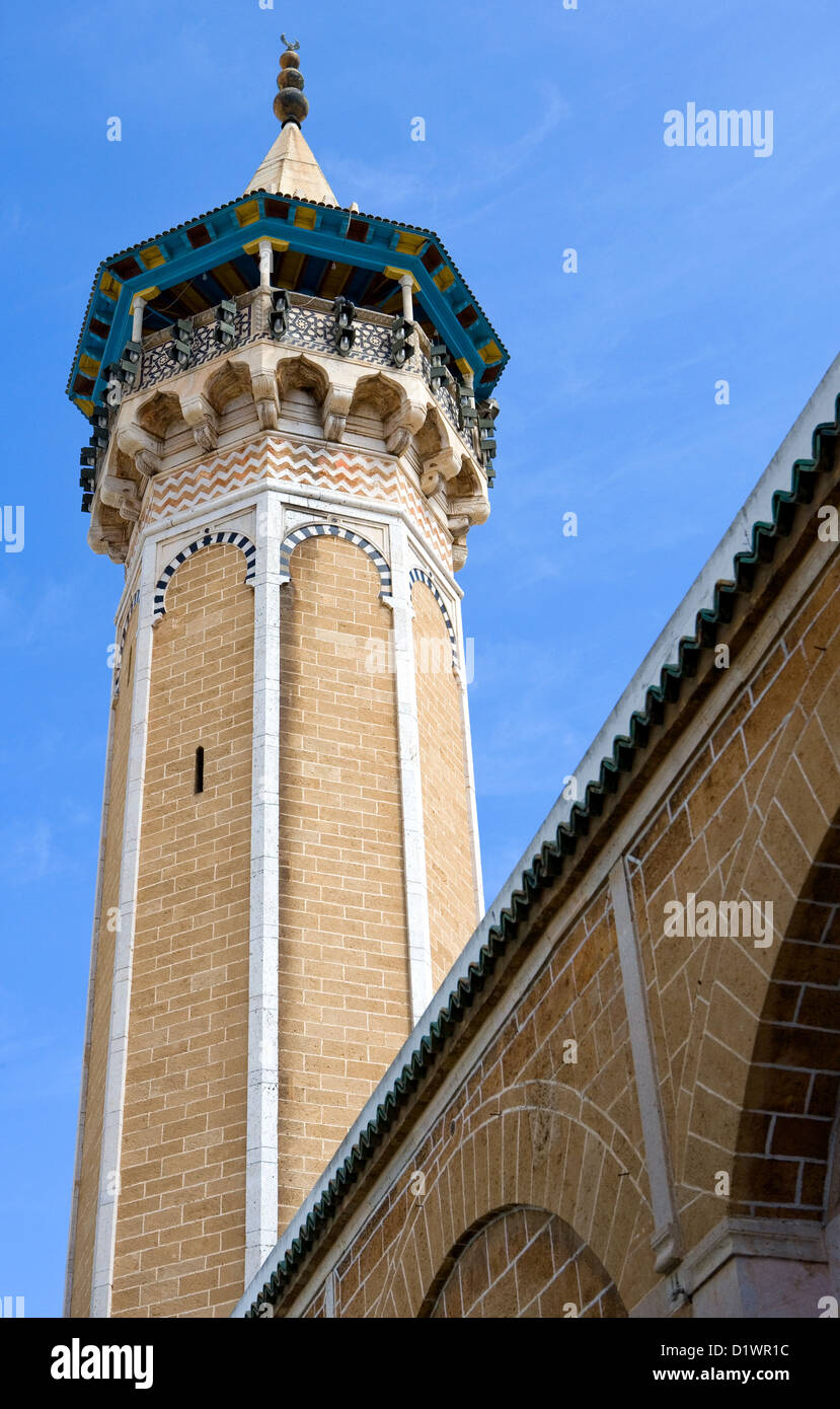 Tunisia, Tunis, the minaret of the Sidi Youssef mosque Stock Photo