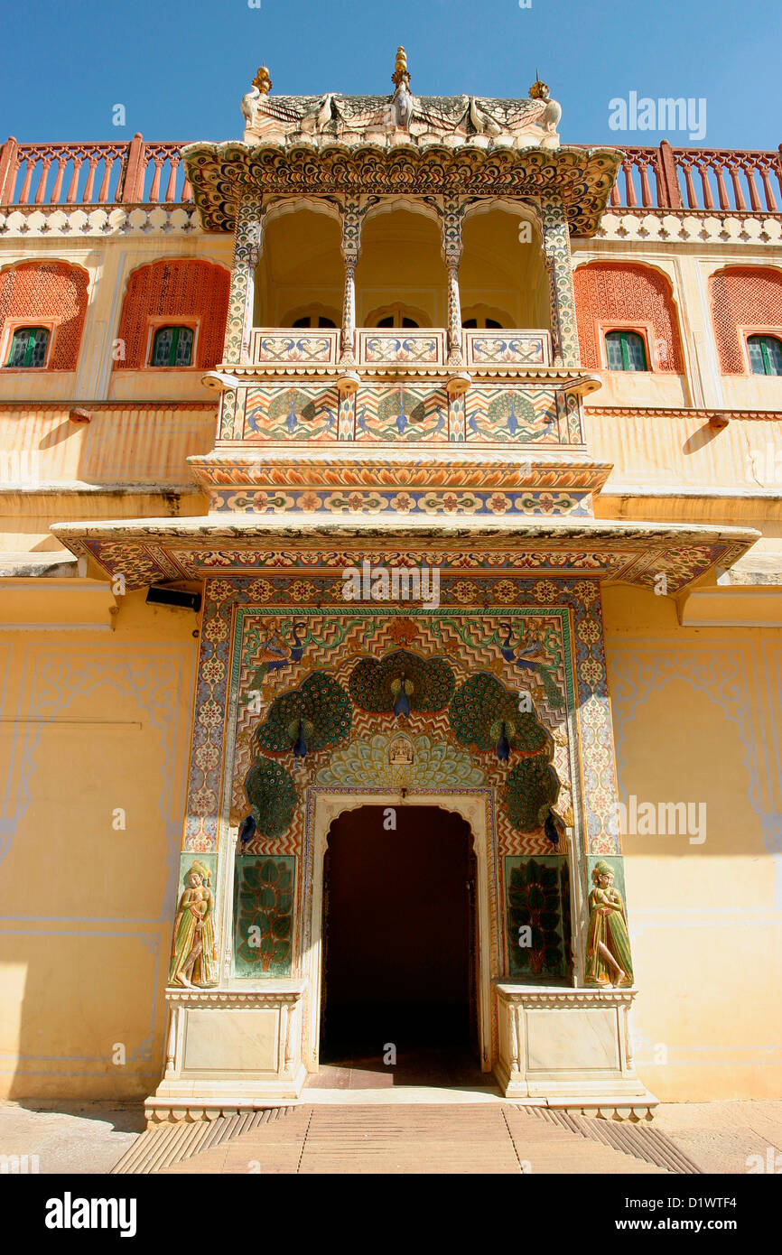 View of the Peacock Gate at the City Palace in Jaipur, Rajasthan, India