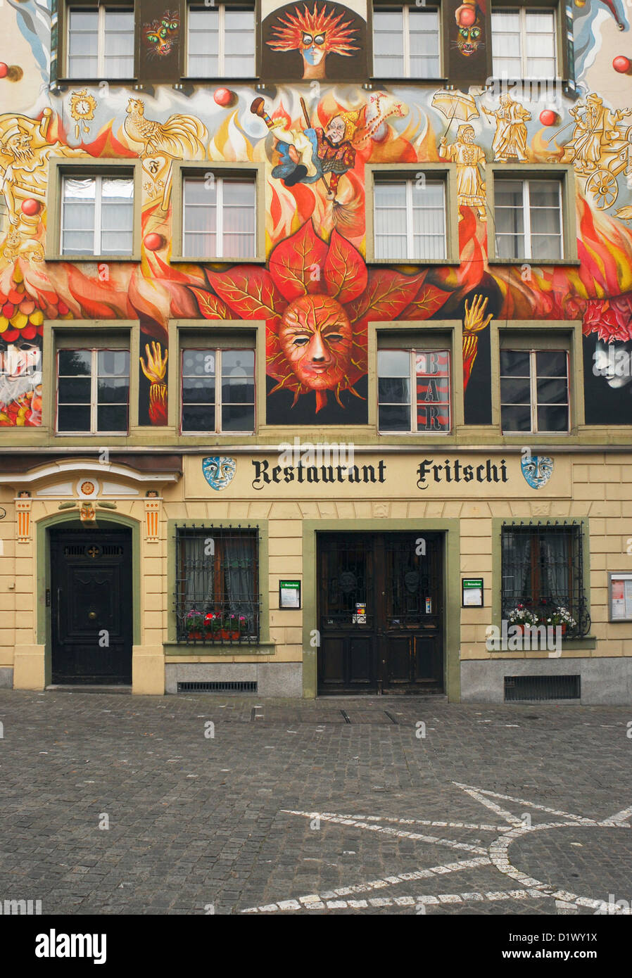 Restaurant Fritschi at square Sternenplatz, Lucerne, Switzerland Stock