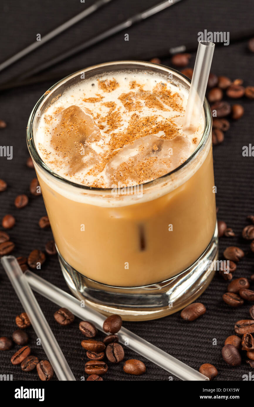 Coffee drink on a black background Stock Photo