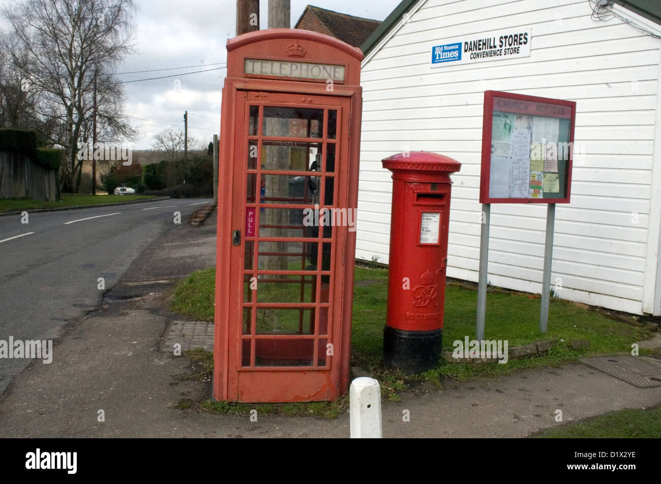 Red telephone boxes in the UK. Stock Photo