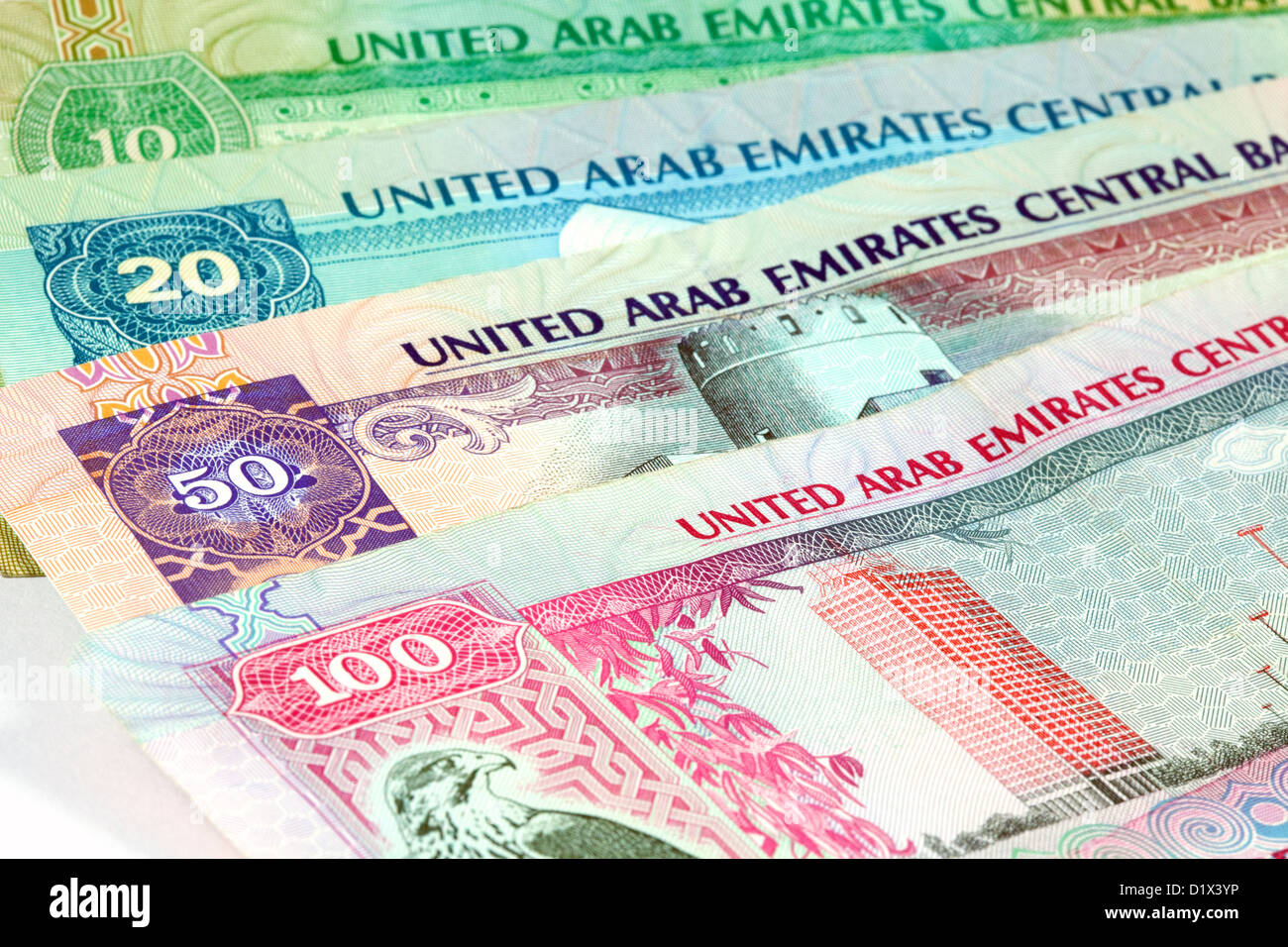 United Arab Emirates UAE Dirhams Currency Money Notes Stock Photo 