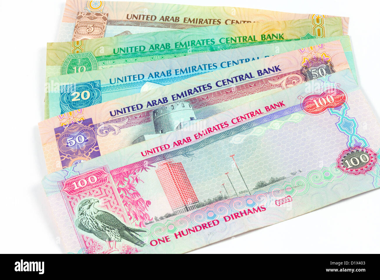 United Arab Emirates, UAE, Dirhams - currency money notes Stock Photo