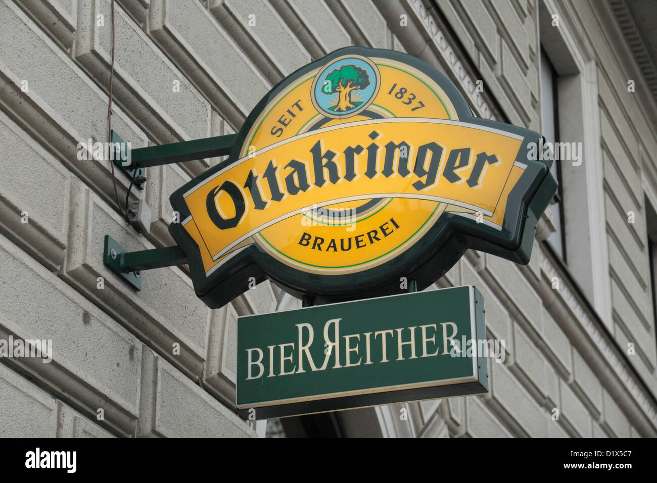 The logo for the Ottakringer Brauerei (brewery) in Vienna, Austria. Stock Photo