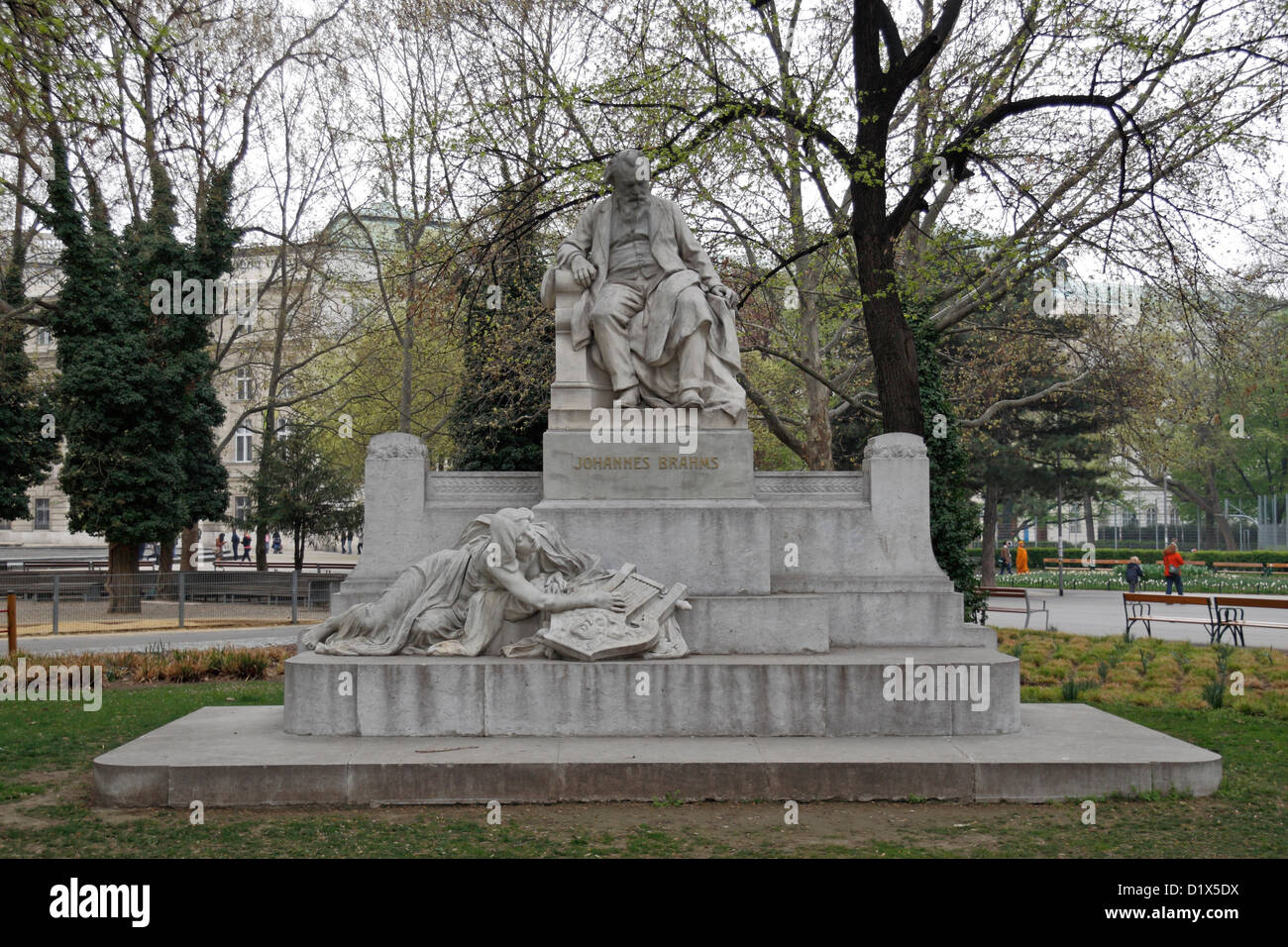 The Johannes Brahms statue in Resselpark, Karlsplatz, Vienna, Austria. Stock Photo