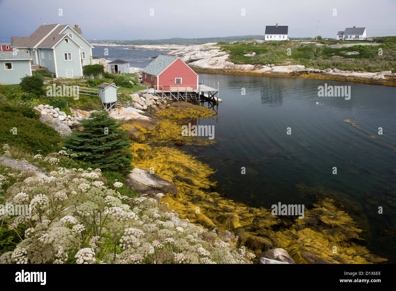 Overlooking the harbour in Peggy's Cove, Nova Scotia, Canada Stock