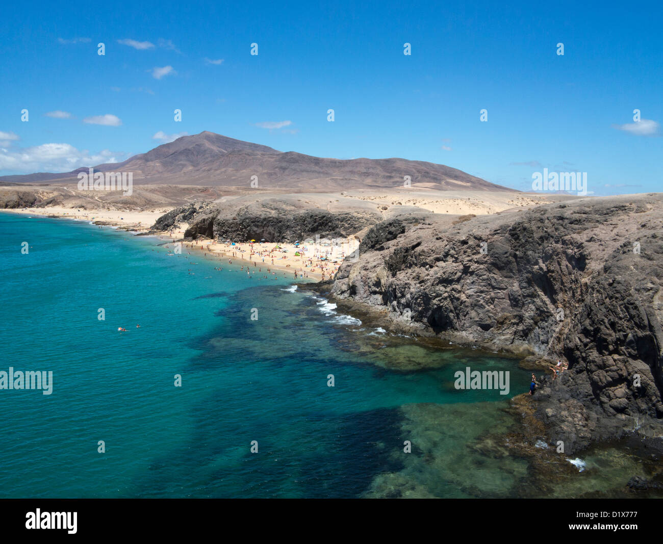 Playa del Pozo and Playa Mujeres beaches at  Papagayo, near Playa Blanca, Lanzarote, Canary Islands Stock Photo