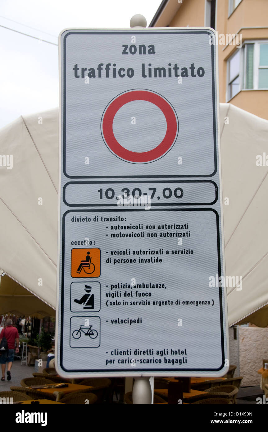 Italian traffic-free zone in the town of  Garda on Lake Garda in the Veneto region of northern Italy. Stock Photo