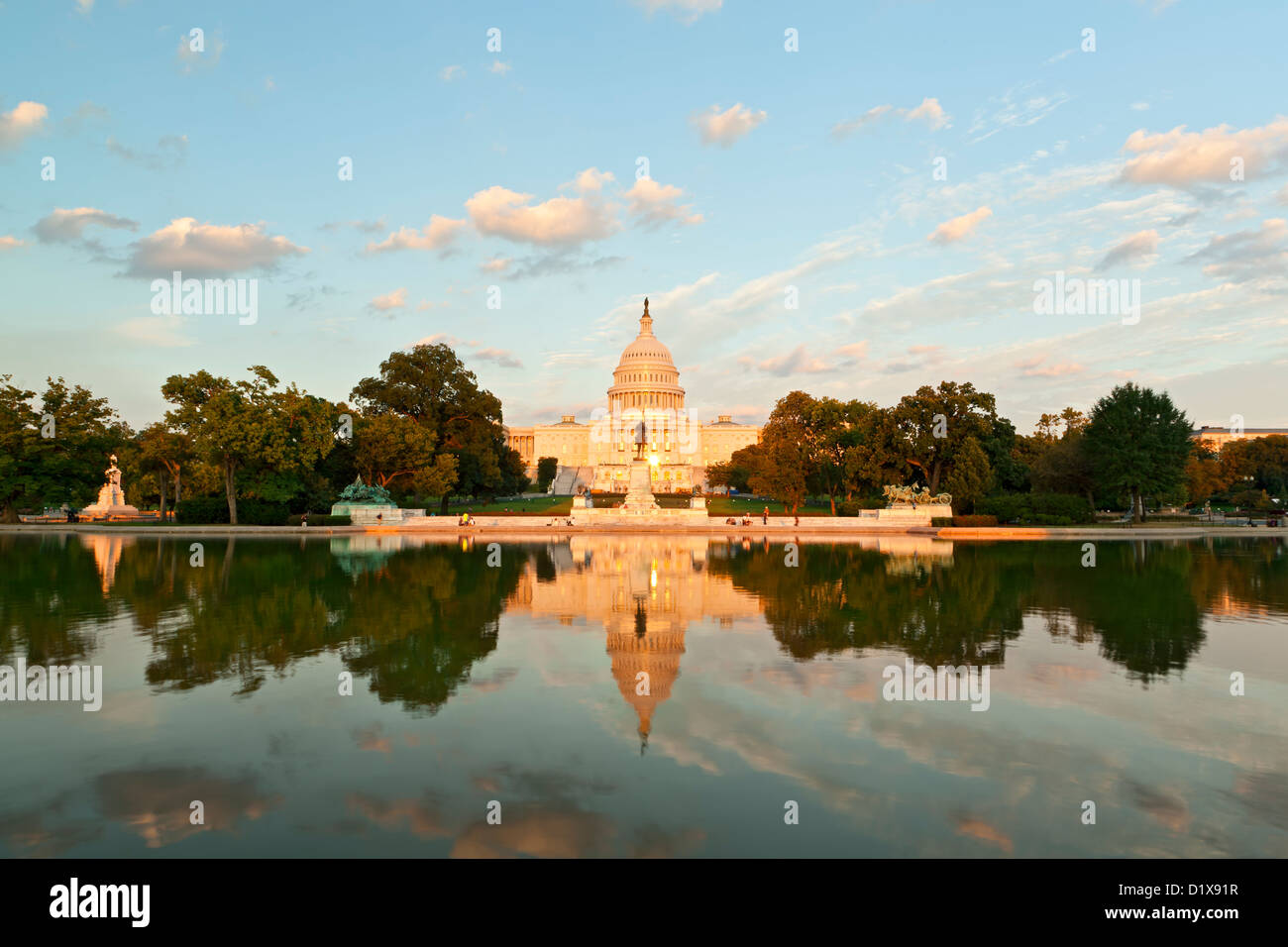 U.S. Capitol Building and Capitol Reflecting Pool, Washington, DC USA Stock Photo