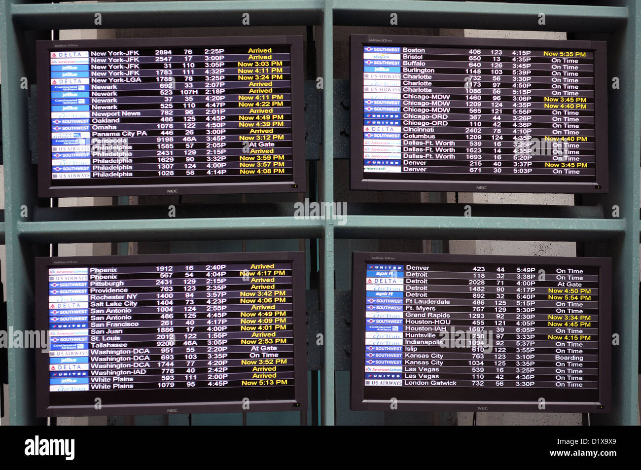airport arrival and departure schedule board Stock Photo