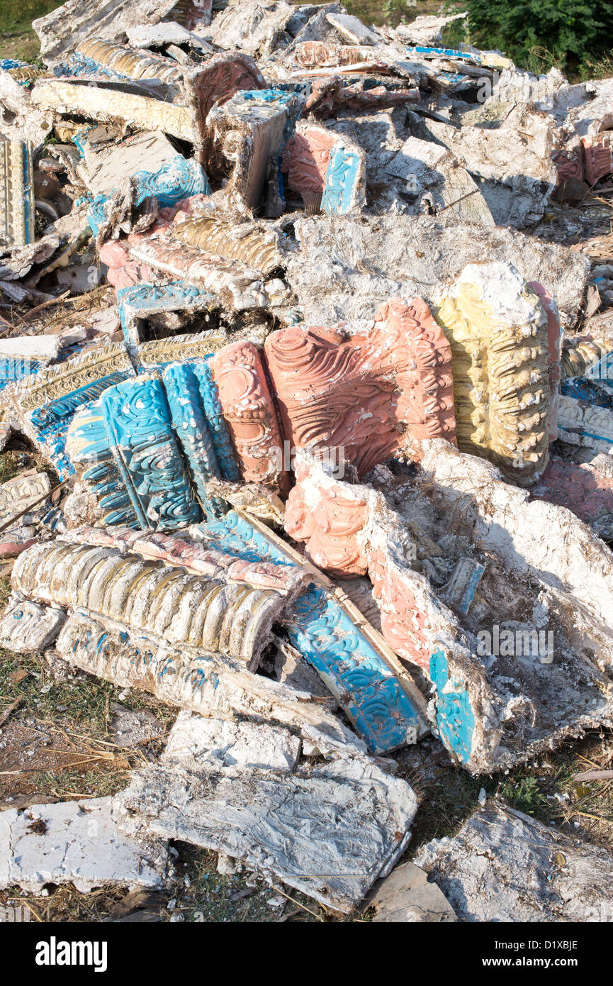 Discarded plaster moldings dumped on the roadside in India. Andhra Pradesh, India Stock Photo