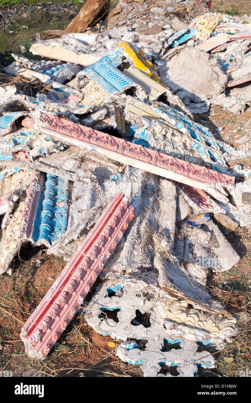 Discarded plaster moldings dumped on the roadside in India. Andhra Pradesh, India Stock Photo