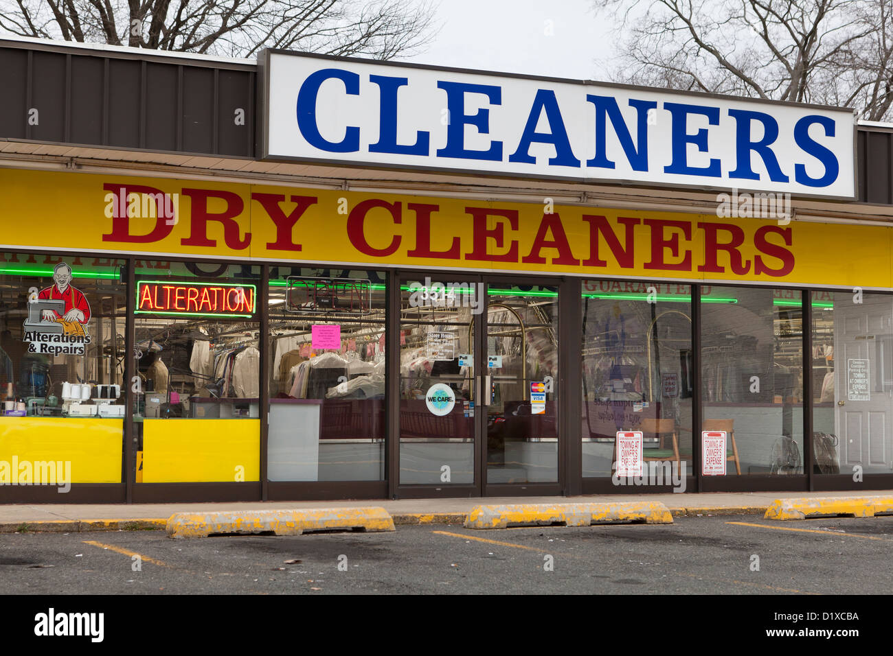 Dry cleaners storefront Stock Photo