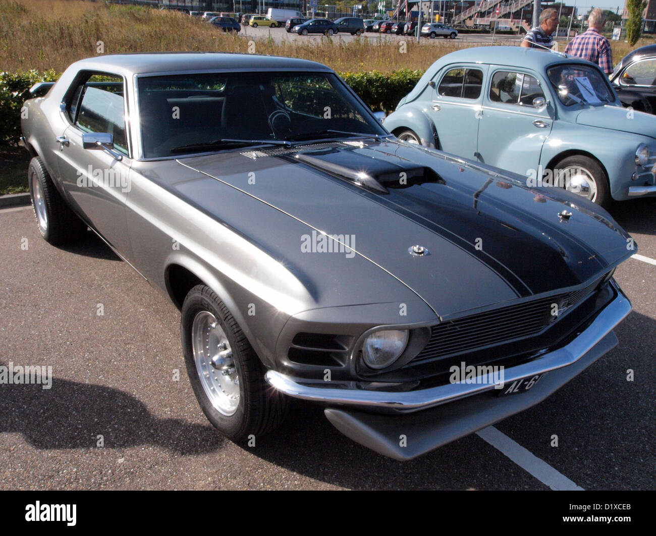 Classic Car Meeting Haarlem Silver colored Ford Mustang Stock Photo
